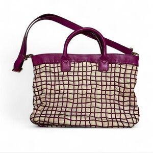 Christopher Kon Leather Grid Detailed Canvas Tote Bag